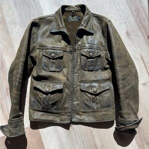 Vintage Ralph Lauren Double RL Brown Leather Field Jacket